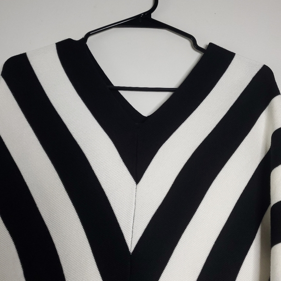 Truth By Republic Womens V Neck Sweater Size M Striped Monochrome Chic Casual - Picture 3 of 10